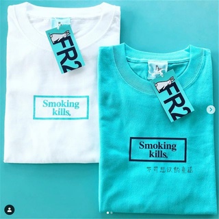 [S-5XL]เสื้อยืดแขนสั้น พิมพ์ลาย GETTO Moon Peach Limited smoking Kills FR2 สําหรับผู้ชาย และผู้หญิง