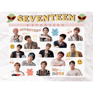 สติ๊กเกอร์ SEVENTEEN ขาวมัน (ไม่ไดคัท)