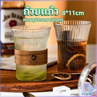 ถ้วยน้ำผลไม้ แล้วใสลายจีบถี่ ถ้วยกาแฟ glass cup