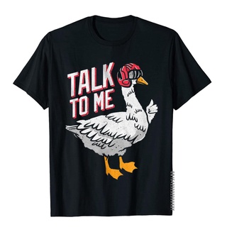 ถูกสุดๆเสื้อยืด ผ้าฝ้าย พิมพ์ลาย Talk To Me - Funny Goose สไตล์ยุโรป เรโทร สําหรับผู้ชาย