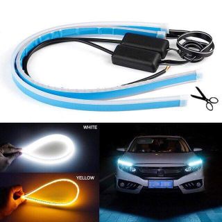 ตกแต่งไฟหน้า LED Daytime Running Light ไฟสีขาว พร้อมไฟเลี้ยววิ่งสีเหลือง