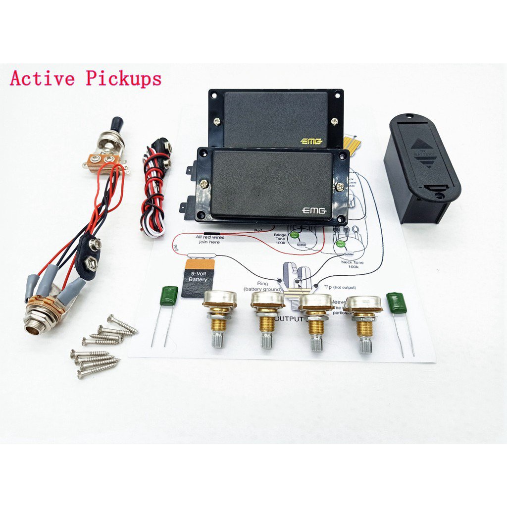 EMG 81 85 Active Pickup Humbucker Active 9V แบตเตอรี่แหล่งจ่ายไฟกีตาร์ไฟฟ้ารถกระบะ 25K Potentiometer