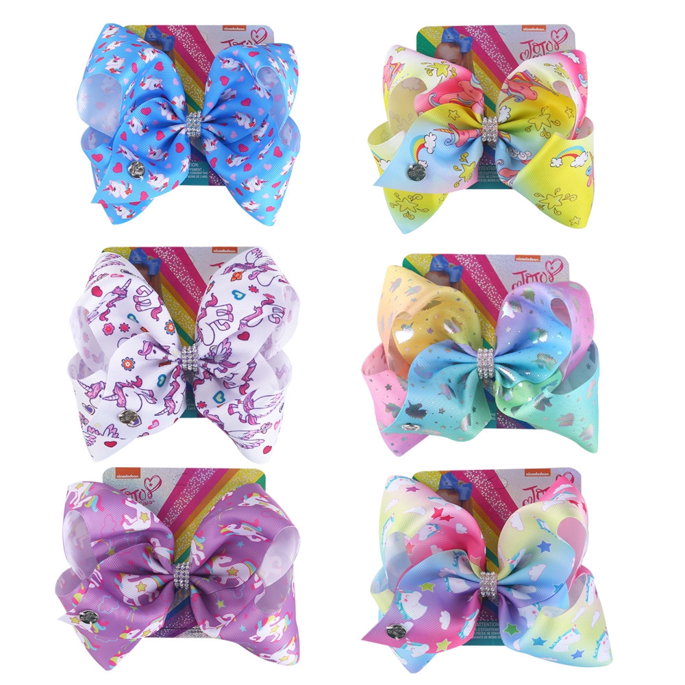 JOJO Siwa 8 นิ้ว Star Bronze Unicorn Love Combination Bow กิ๊บติดผม 8 นิ้วเด็กโบว์