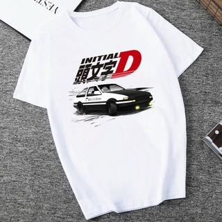 เสื้อยืดลําลองสําหรับสตรีแขนสั้นพิมพ์ลาย Drift Japanese Anime Ae86 Initial D