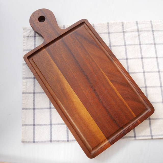 เขียงไม้ acacia wood cutting board 31.3cm x 20.5cm x 2cm and rubber wood tray 원목 도마 원목 쟁반
