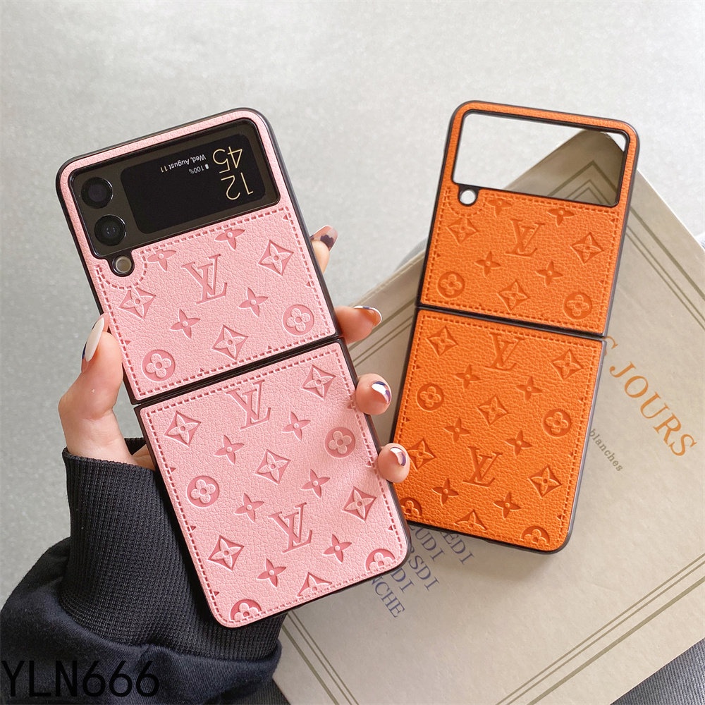SAMSUNG หรูหราVออกแบบPUหนังกันกระแทกสําหรับSamsung Galaxy Z Flip 1 2 3 4 5 6 7FE 7 พับปกหลังสําหรับS