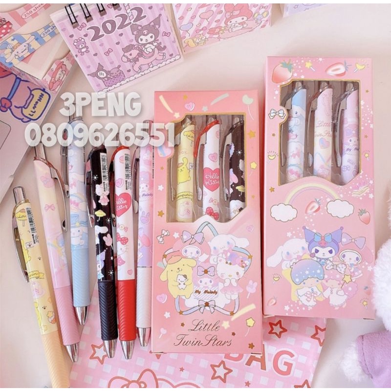 Box SeT #Sario ลายใหม่!! ==>ชุดปากกา 3 ชิ้น หมึกเจลสีดำ 0.5mm