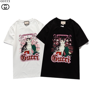 3802 GGg เสื้อยืดแฟชั่น ลายแมว สําหรับผู้หญิง และผู้ชาย