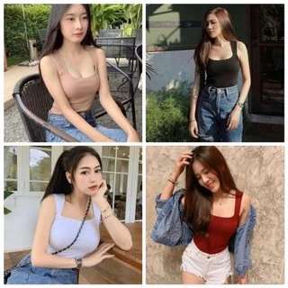 MNV STUDIO เสื้อกล้ามคอเหลี่ยมเรย่อนใส่แล้วสวยดูแพงมากแมทช์กับอะไรก็เข้า🔥🥰ปังทุกรุกใส่ได้ทุกวานเนื้อผ้าเรย่อนยืดได้เยอะ