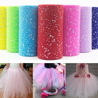 ม้วนผ้า Tulle ประดับเลื่อมสําหรับตกแต่งงานปาร์ตี้ 10 หลา / ม้วน 15 ซม .