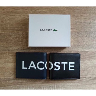 Lacoste Mens Signature Small Leather Wallet กระเป๋าสตางค์แบบพับสำหรับผู้ชาย