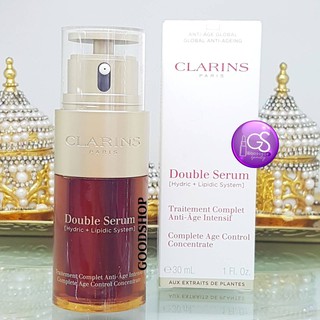 Clarins Double Serum Complete Age Control Concentrate 30ml. Box เซรั่ม บำรุงผิวหน้า สูตรน้ำและน้ำมัน ตัวหิ้ว