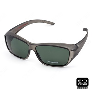 แว่นกันแดดแบบสวมทับแว่นสายตา เลนส์โพลาไรซ์ CU2 Fit Over Polarized 022 สีเทาดำกึ่งโปร่งใส/เลนส์เทาอมเขียว G15