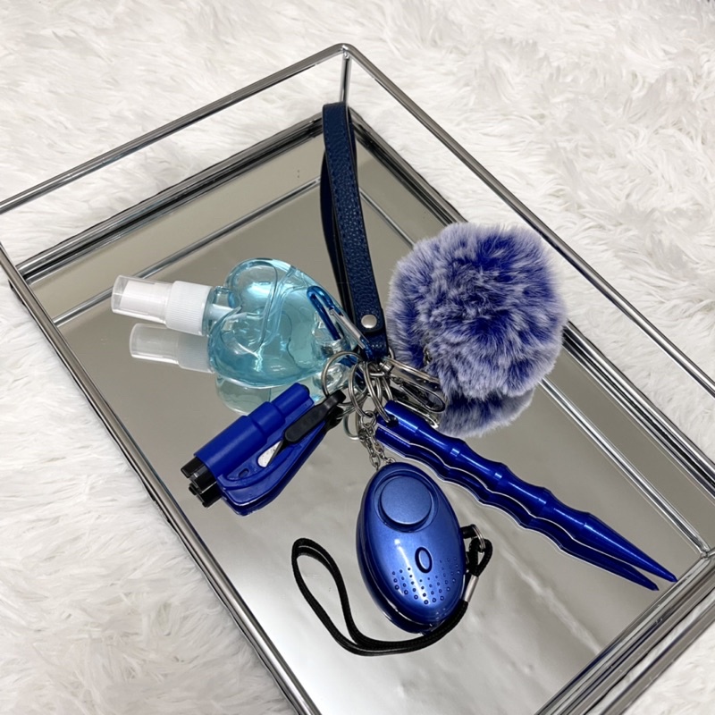 พวงกุญแจป้องกันตัวเอง รุ่น ปลอดภัย full set สีน้ำเงินคูลๆ (น้ำเงิน)