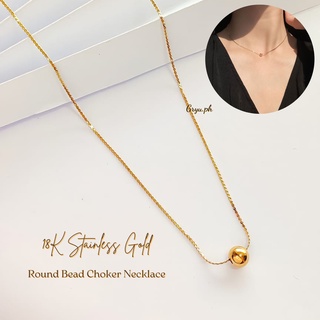 Gryu.ph 18K Stainless Gold Round Bead Choker/Clavicle Necklace Hypo-allergenic Jewelry Free Box