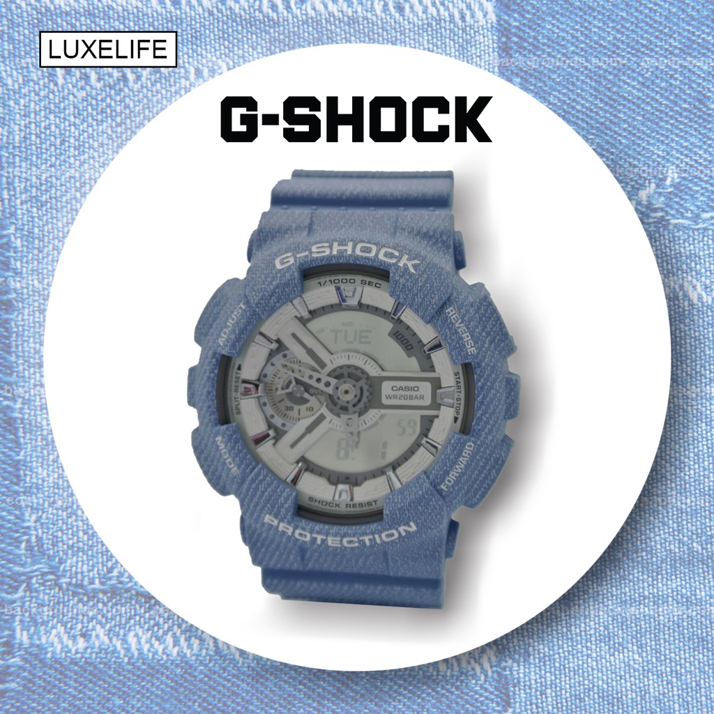 นาฬิกาข้อมือ Casio รุ่น GA-110DC-2A7DR - G-Shock นาฬิกาข้อมือผู้ชาย สีฟ้าอ่อน/ยีนส์ สายเรซิน