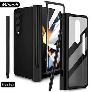 【เคส Z Fold 4 พร้อมฟรีปากกา】Miimall Samsung Z Fold 4 Case เคสพร้อมช่องใส่ปากกา เคส Z Fold 4 ใสพร้อมตัวป้องกันหน้าจอ