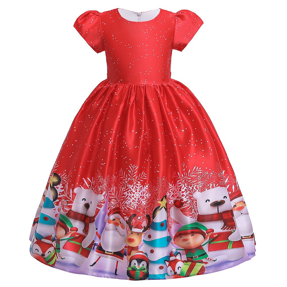 Baby Girls Dress Red Christmas Party Long Dress For Girl Children Xmas