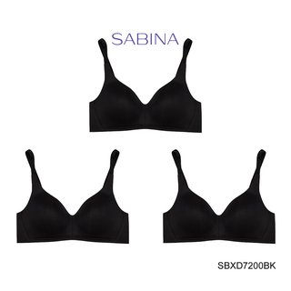 Sabina ซาบีน่า เสื้อชั้นใน Invisible Wire (Set 3 ชิ้น) (ไม่มีโครง) รุ่น Perfect Bra รหัส SBXD7200BK สีดำ