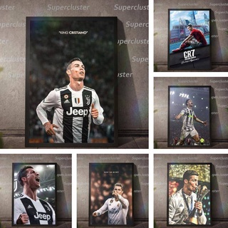 โปสเตอร์ผ้าใบ พิมพ์ลายฟุตบอล Cristiano Ronaldo The King สําหรับตกแต่งบ้าน