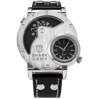 Black Double Movement Belt Quartz Watch Fashion Watches Wristwatch QKC311