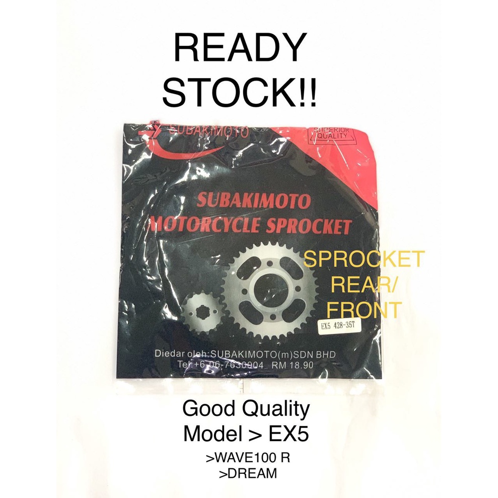 SPROCKET MOTORCYCLE / MODEL EX5 / MODEL WAVE 100 R / MODEL DREAM / ด้านหลังและด้านหน้า