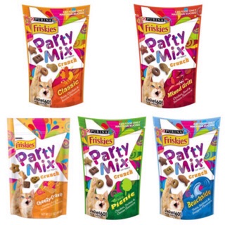 Friskies Party Mix ปาร์ตี้มิกซ์ 60 กรัม ขนมแมว รสมิกซ์กริลล์ ปลาทูน่า แซลมอลและแสนปเปอร์