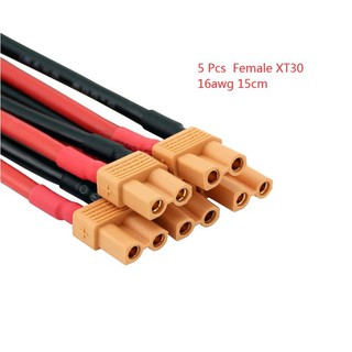 1ชิ้น ปลั๊กตัวเมียเสียบแบตเตอรี่ 1pcs Battery Female Connector Plug with Silicon 10cm 16 AWG Wire Hot 200C XT30, XT60