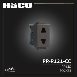 HACO Primo เต้ารับ 2 ขาเดี่ยว พร้อมม่านนิรภัย รหัส PR-R121