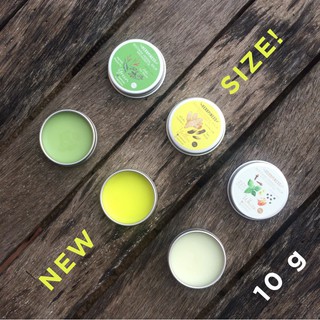 ยาหม่องขี้ผึ้ง Herbpiness ขนาด 10g. : สีขาว | สีเขียวพญายอ | สีเหลืองไพล BEESWAX BALM WHITE  | GREEN | YELLOW