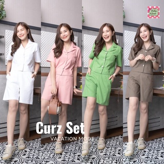 CRUZ SET ชุด 2 ชิ้น (เสื้อ+กางเกง) เชิ้ตปกคูลๆกระดุมเปิดหน้า ทรงครอปใส่ปล่อย ผ้า cotton linen เนื้อนุ่มสบายมากค่ะ เอวยืด