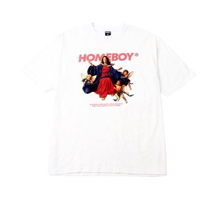 printเสื้อยืดแฟชั่นพิมพ์ลายUU street HOMEBOY.V HB.ANGEL เสื้อยืดโอเวอร์ไซส์สีขาว ผ้าฝ้ายแท้ -S-4XL