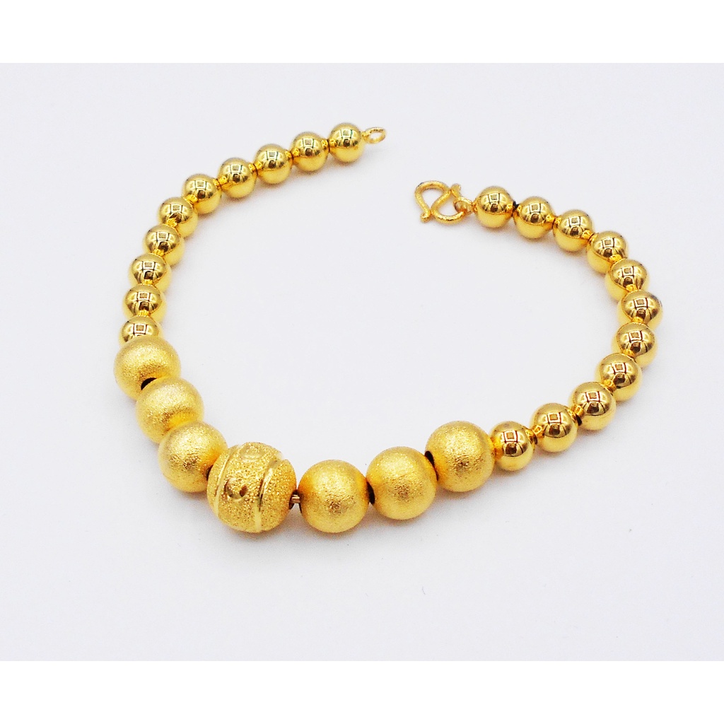 Thai Jewelry สร้อยข้อมือ ลูกปัด ทอง งานทองชุบไมครอน ชุบเศษทองคำแท้ 96.5% หนัก 1 บาท ยาว 7.5 นิ้ว เครื่องประดับ ผู้หญิง