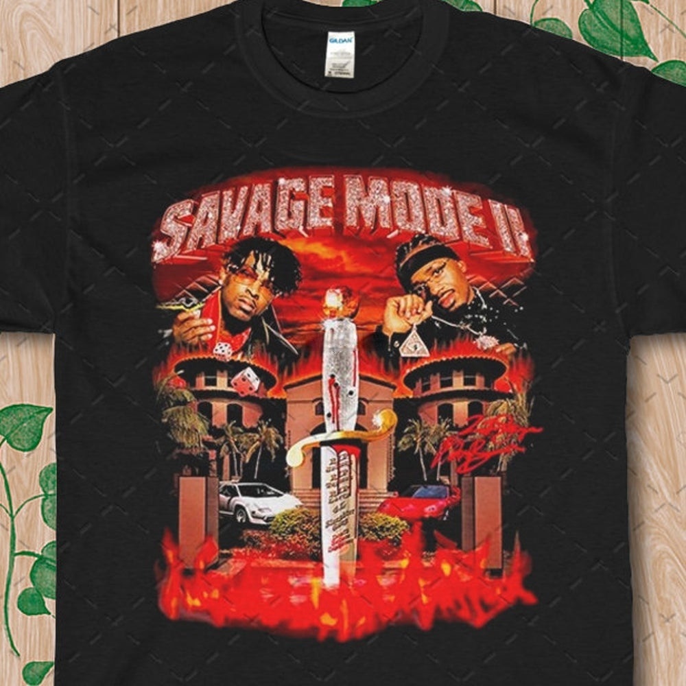 เสื้อยืดลำลองเสื้อยืดผ้าฝ้าย พิมพ์ลาย Savage and Metro Boomin Drop Limited Edition Savage Mode II สไ