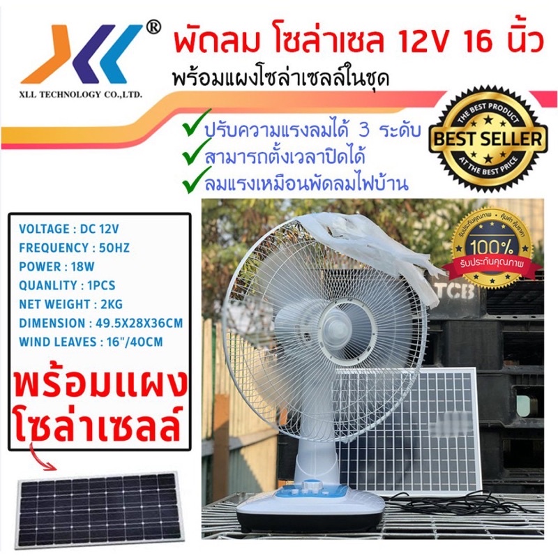 พัดลม โซล่าเซลล์ 12V 16 นิ้ว พร้อมแผงโซล่าเซลล์ในชุด(solar01)