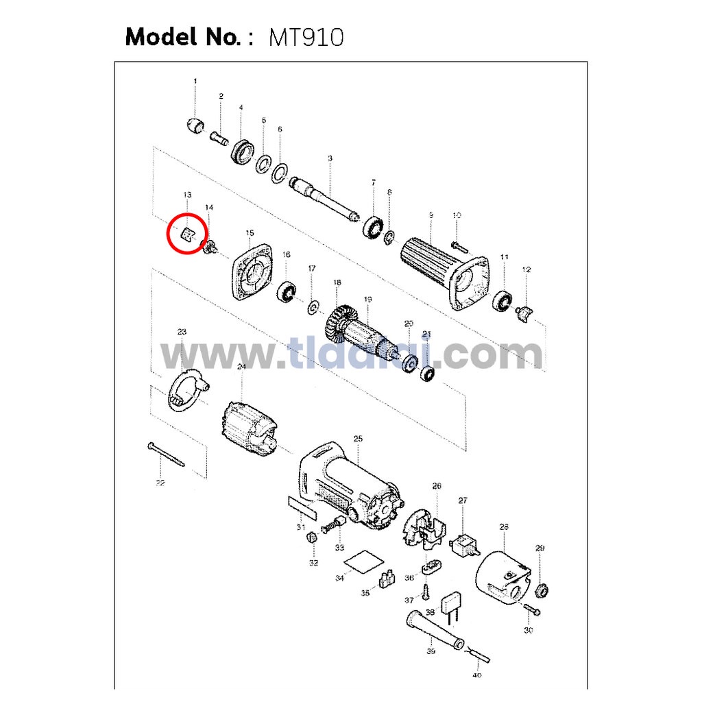 ยอยยาง (แท้)# หินเจียรคอยาว Makita มากีต้า รุ่น M9100B #13, GD0600, GA0601 – Maktec มาคเทค รุ่น MT910 (421942-9) (อะไ… ราคา ถูกที่สุด ดีลบีเคเค แกลเลอรีภาพที่ 8