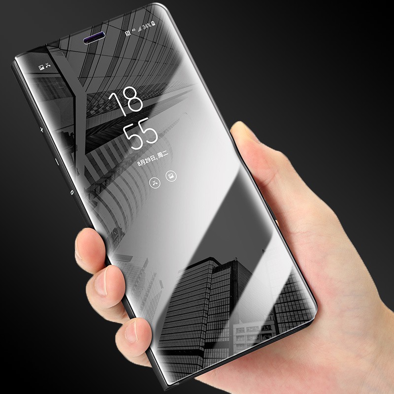 เคส For Samsung Galaxy S23 S20 FE 5G S21 S22 S24 Ultra S10 Plus Note 20 10 Lite Clear View Standing Cover Flip Case Smart Mirror Faux Leather Bumper เคสเคสโทรศัพท์มือถือแบบประกบสําหรับ