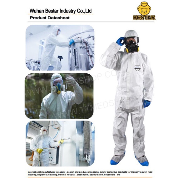 ชุด PPE ชุดป้องกันเชื้อโรคและสารเคมี ป้องกัน โควิด ยี่ห้อ (BESTAR)