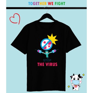 เสื้อยืดวัคซีน โควิด สีดำ ฉีดวัคซีนกันเถอะ Time to Vaccinate ใส่สบาย สีสันสดใส สกรีนแบบ DTG