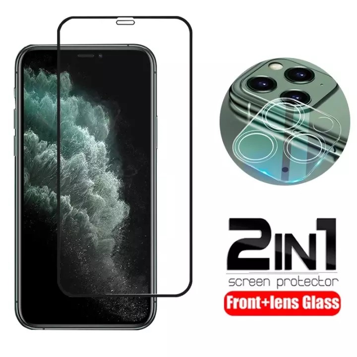🔥โค้ดINC99LLE ลด70บาท🔥2in1 iPhone11,11Pro,11ProMax ฟิล์มเลนส์กล้อง + ฟิล์มกระจกเต็มจอขอบดำ ฟิล์มกันก