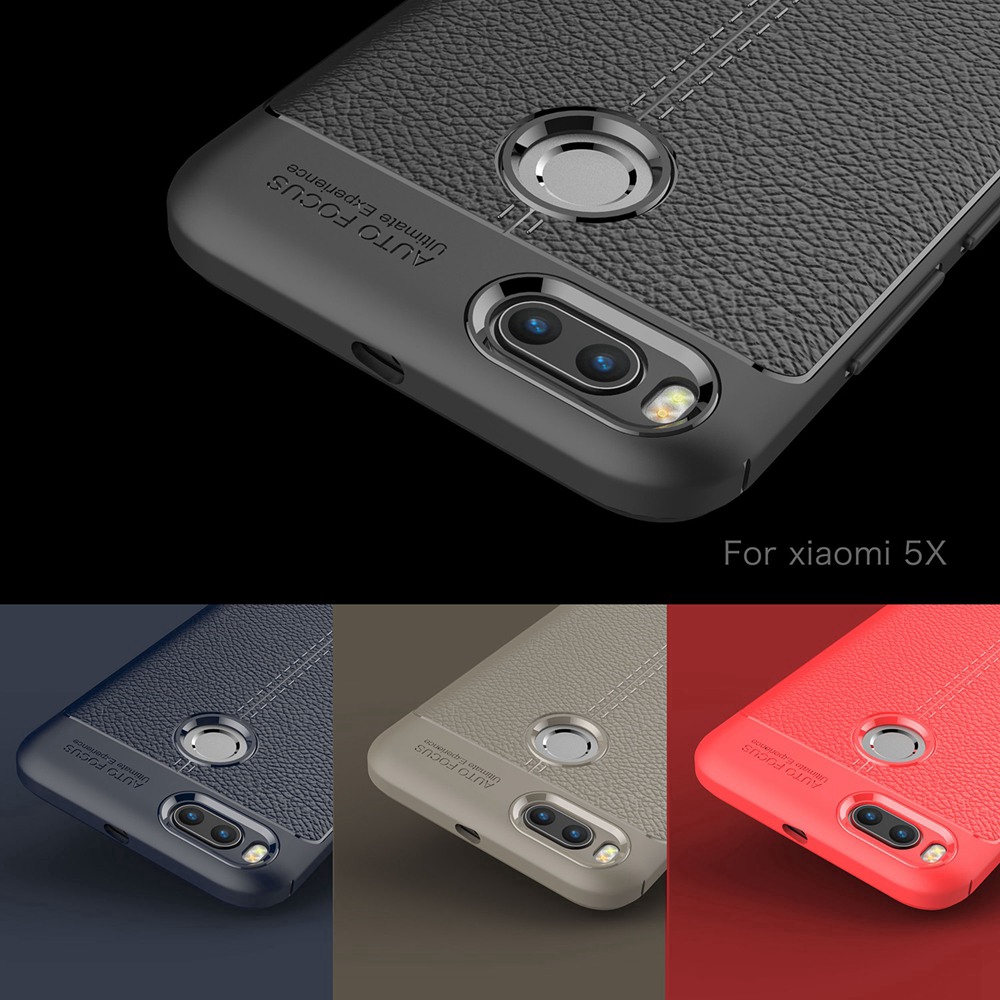 Xiaomi Mi A1 Casing Soft TPU Case MiA1 Litchi Texture Shockproof Silicone Cover
