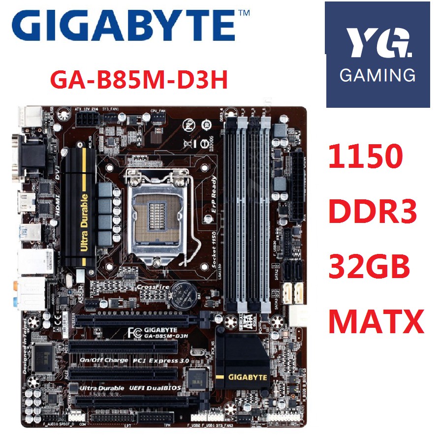 ใช้ Gigabyte GA-B85M-D3H B85 Z87 LGA 1150 Core i7/i5/i3/Pentium/Celeron DDR3 32G Micro ATX