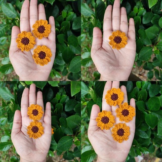 °Sun flower° ดอกไม้ถักจิ๋วสุดคิ้ว​ ดอกทานตะวัน สำหรับตกแต่งชิ้นงาน DIY 🛍️กระเป๋าสาน ดอกไม้จิ๋ว สายคล้องแมส