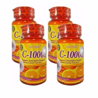 Acorbic VITAMIN C-1000mg . ผลิตภัณฑ์เสริมอาหาร วิตามิน-ซี 1000 มก.4 กระปุก (30 เม็ด/1กระปุก)#39