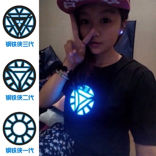 เสื้อยืดแขนสั้น พิมพ์ลาย Marvel Iron Man มีไฟ led เรืองแสง