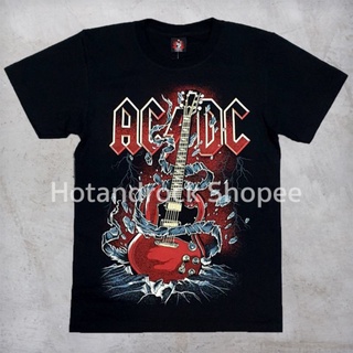 เสื้อยืดผ้าฝ้ายพรีเมี่ยม เสื้อยืดวงสีดำ Ac Dc TDM 1859 Hotandrock