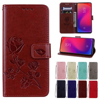 เคส case Redmi Note 11 11S 10 10S 9T 9S 8 7 K20 9 Pro 8T Go 9A 9C 8A 7A 3S 4A 5 Plus S2 6A 6 Rose Pattern Soft Flip Leather Case เคสเคสโทรศัพท์หนังฝาพับพร้อมช่องใส่บัตรสํ