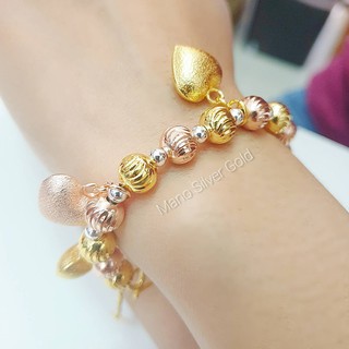 สร้อยข้อมือ 3 สี เม็ดจีบ B20 หนัก 5 บาท สร้อยข้อฟมือทองไมครอน สร้อยข้อมือสวยๆ ทองสวย ทองชุบ  บริการตัดไซต์ฟรี