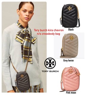 กระเป๋าสะพายข้าง ใส่โทรศัพท์ ของแท้ ขนาดเล็ก Tory burch kira chevron n/s crossbody bag กระเป๋าสำหรับใส่มือถือหรือของจุกจ