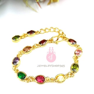 jewelryshop365 k387 สร้อยข้อมือนพเก้า งาน CZ แท้